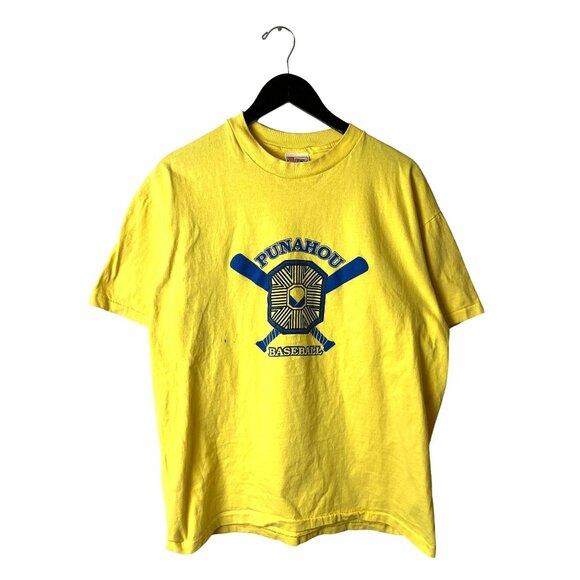 American Vintage Other - Punahou Baseball Large L T Shirt Vintage 90s Adult Yellow Graphic Tee